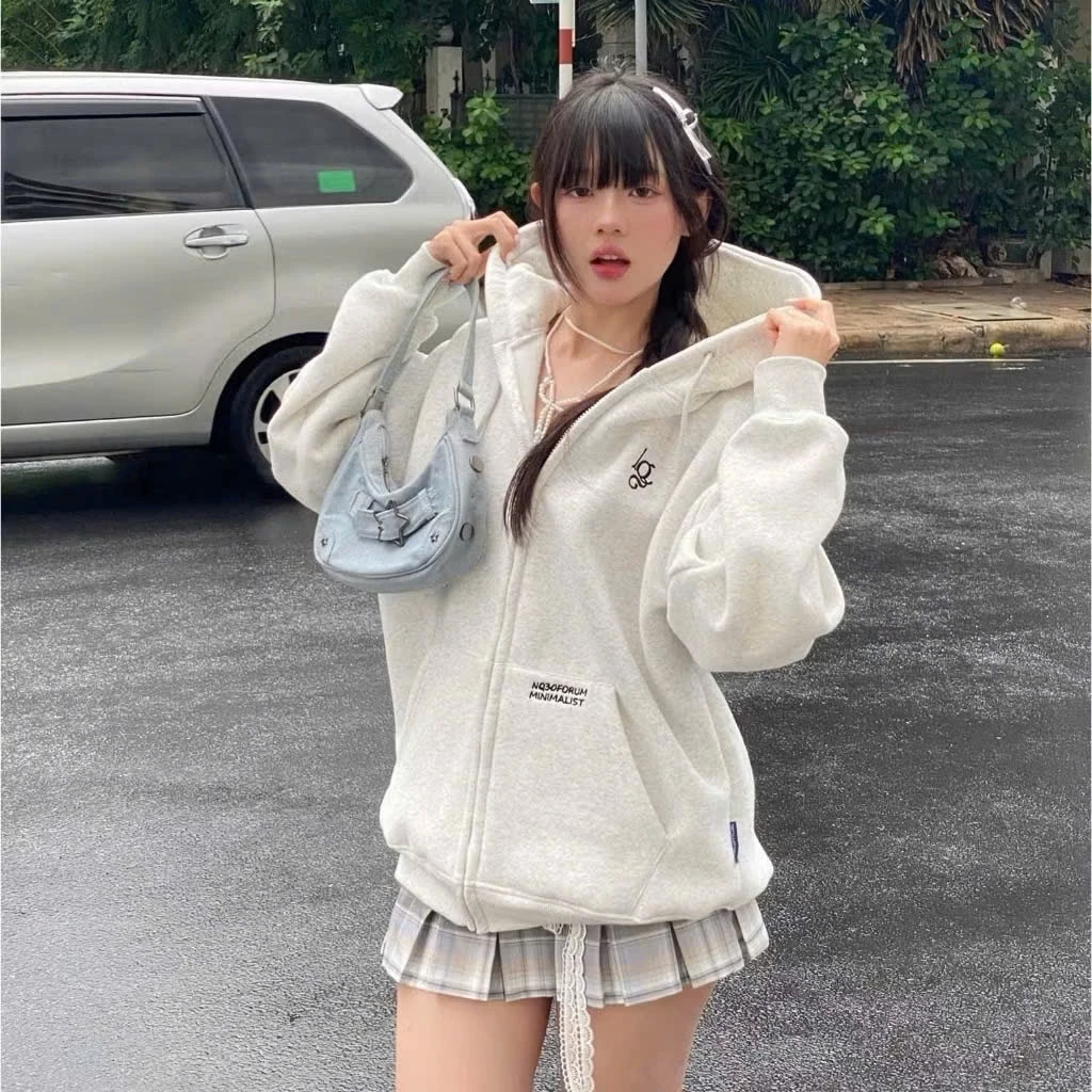 Áo Khoác Nỉ Hoodie Zip Thêu NQ30 AM Form Rộng Nam Nữ Unisex