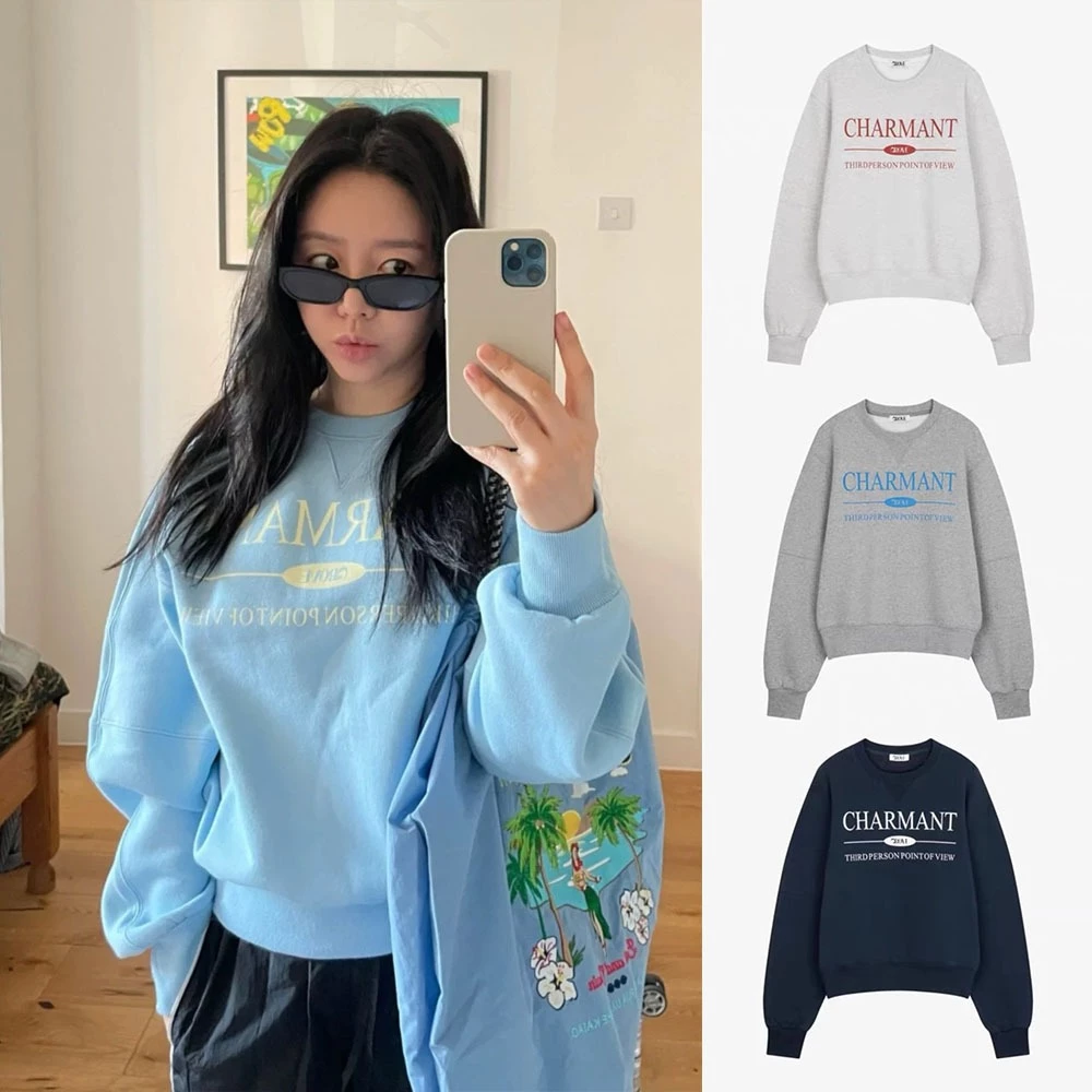 grove vòng cổ áo trường đại học t lỏng lẻo giải trí terry top cô gái hàn quốc mua hộ tay áo dài t không fleece