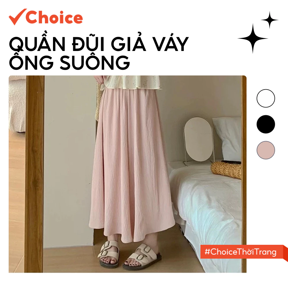 [Choice] Quần Đũi Giả Váy HT70 Ống Rộng Chất Đũi Gân, 2 Lớp Cạp Cao Lưng Chun Tiện Lợi Mát Mẻ
