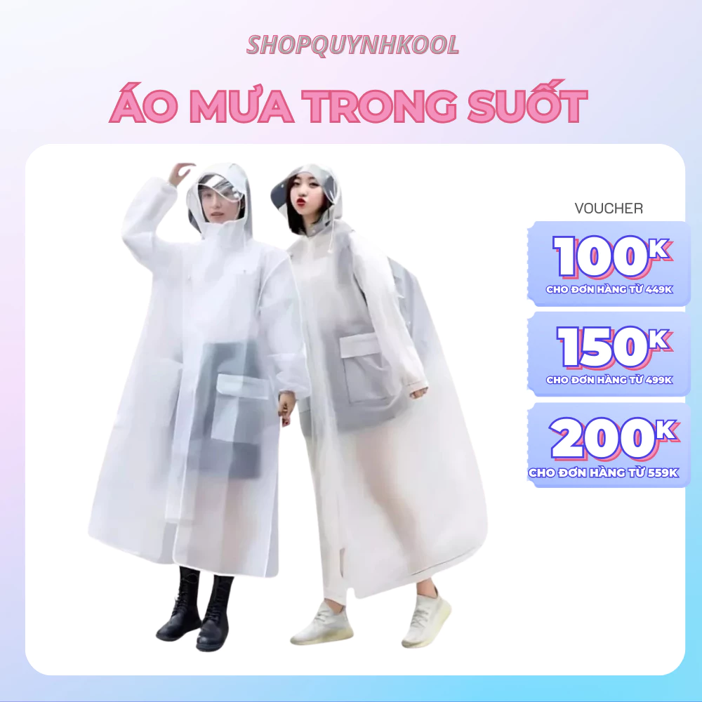 Áo Mưa Trong Suốt Didooglt Kiểu Dáng Thời Trang Có Khóa Kéo Tiện Lợi