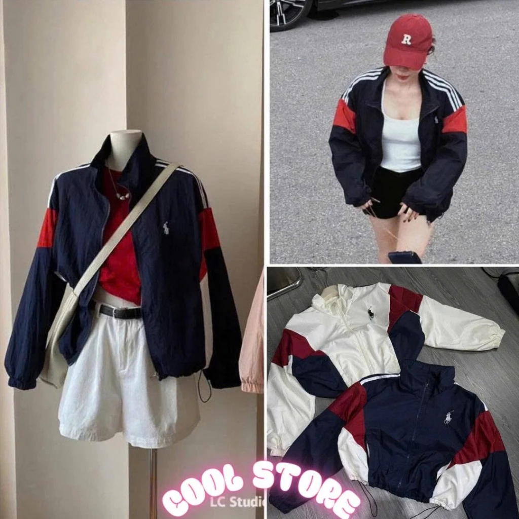 Áo khoác gió nữ thêu ngựa crt hàng chuẩn fomr quảng châu cao cấp , hàng xịn xò 2 lớp dày dặn COOL STORE
