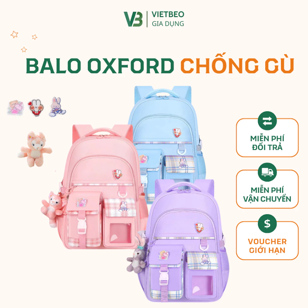 Balo Học Sinh Chống Gù DIDOOGLT Chất Vải Oxford, Thiết Kế Đệm Lưng Thấm Hút Mồ Hôi Cho Bé