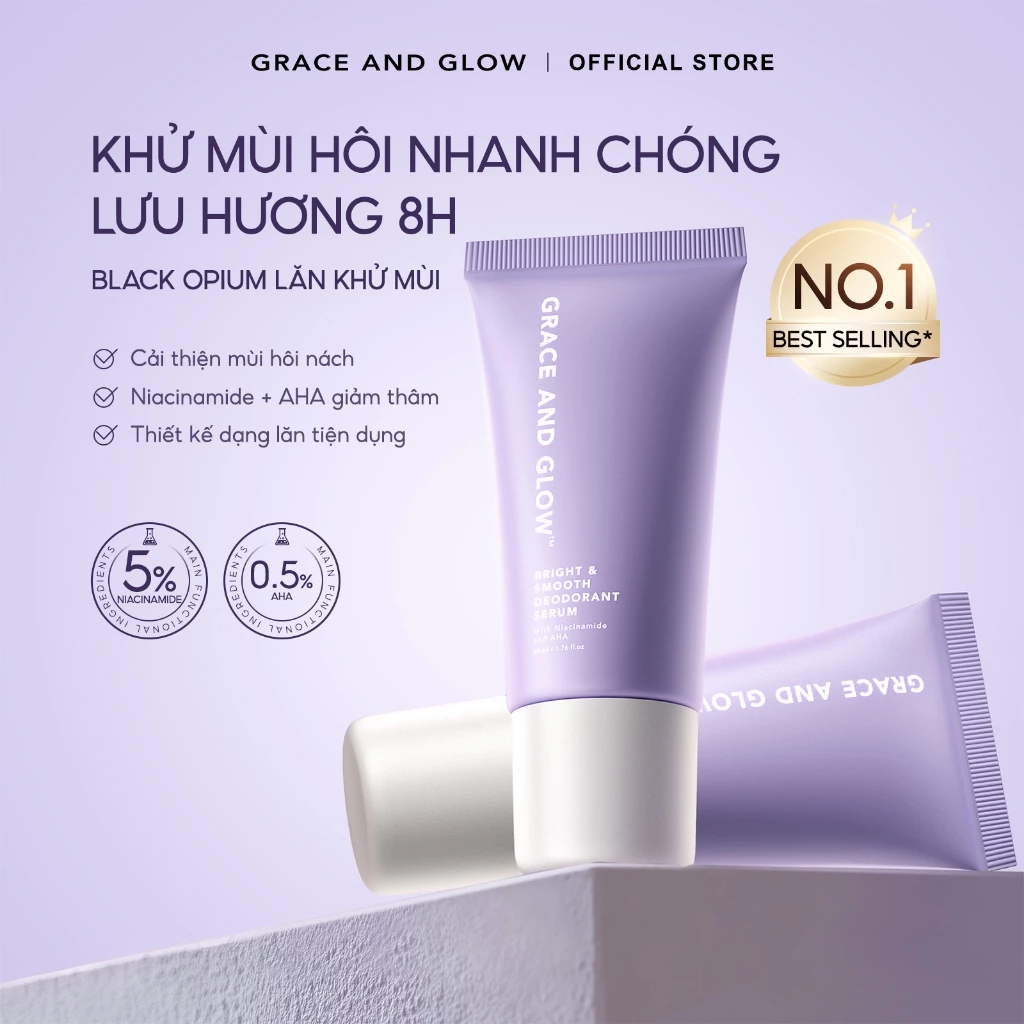 [Live] Lăn khử mùi Grace and Glow Black Opium Smooth Deodorant Serum sáng da ngăn ngừa mồ hôi với Niacinamide và AHA