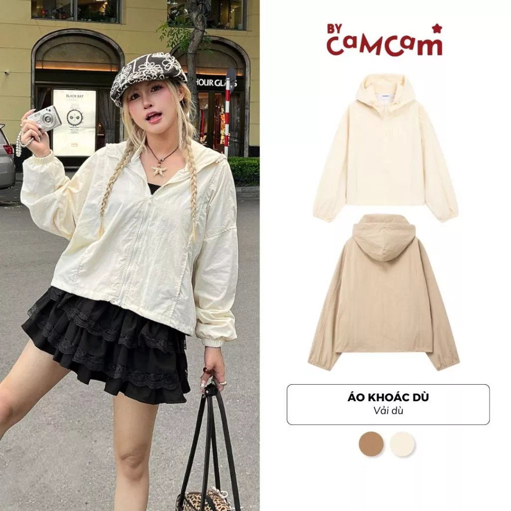 Áo Khoác Dù Chắn Gió 𝑩𝒚𝒄𝒂𝒎𝒄𝒂𝒎 Nhiều Màu Mũ Dây Rút Chống Nắng Hàn Quốc AKHD007