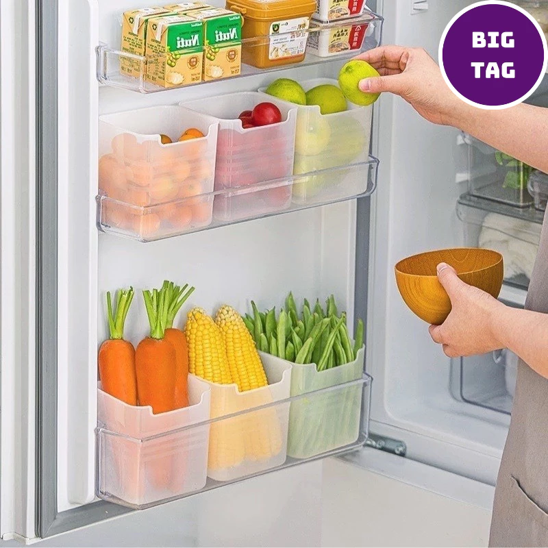 combo khay nhựa để thực phẩm cánh tủ lạnh tiết kiệm không gian, hộp nhựa bảo quản thực phẩm 2342