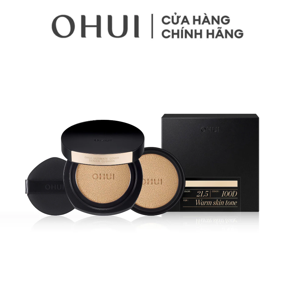 [Hannah Olala x OHUI] Phấn nước kiềm dầu che phủ cao mỏng nhẹ Ultimate Cover Denier Cushion SPF50/PA+++ 13G (Tặng 1 lõi)