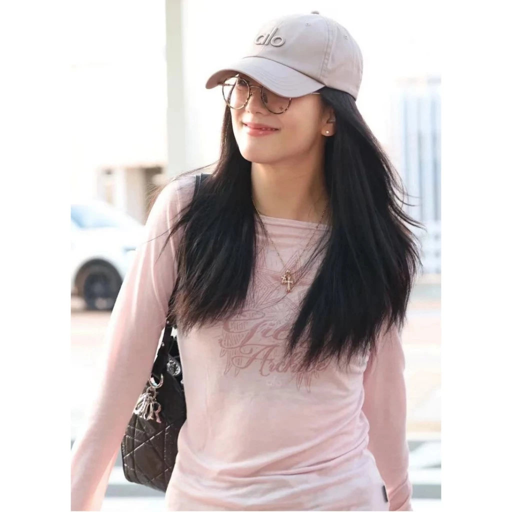 Hàn Quốc mua sắm gila archive chữ in vi thấu dài tay áo T-shirt nữ áo khoác jennie cùng loại áo