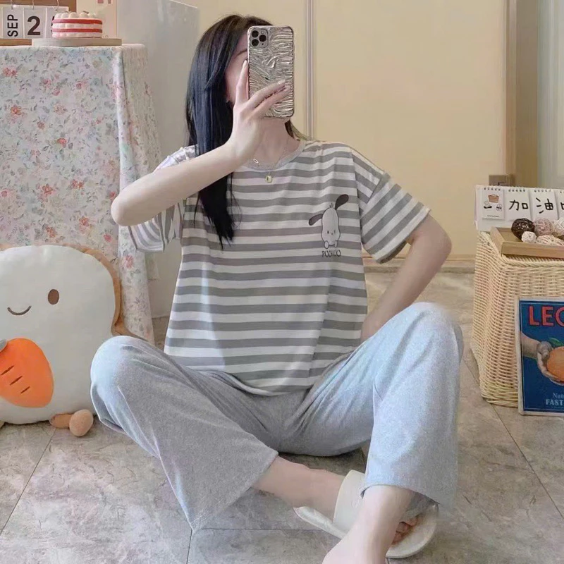 Đồ bộ mặc nhà Bigsize tay ngắn quần dài thun 4 chiều freesize dưới 77kg . Ship HOẢ TỐC trong 30 phút