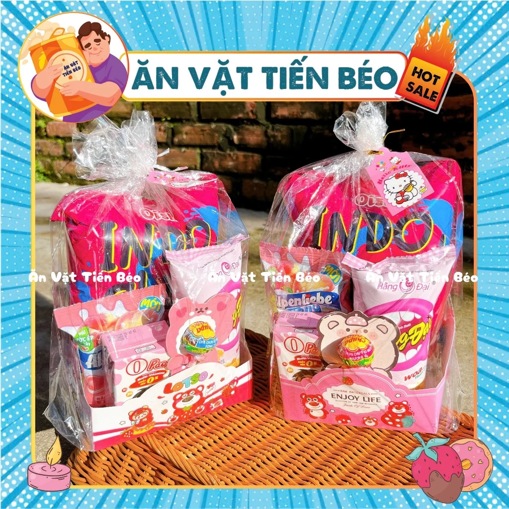 Túi Bánh Kẹo Màu Hồng / Thế Giới Đồ Ăn Vặt Màu Hồng, Kẹo Gấu Dâu, Concept Trang Trí Giỏ Quà Bánh Kẹo