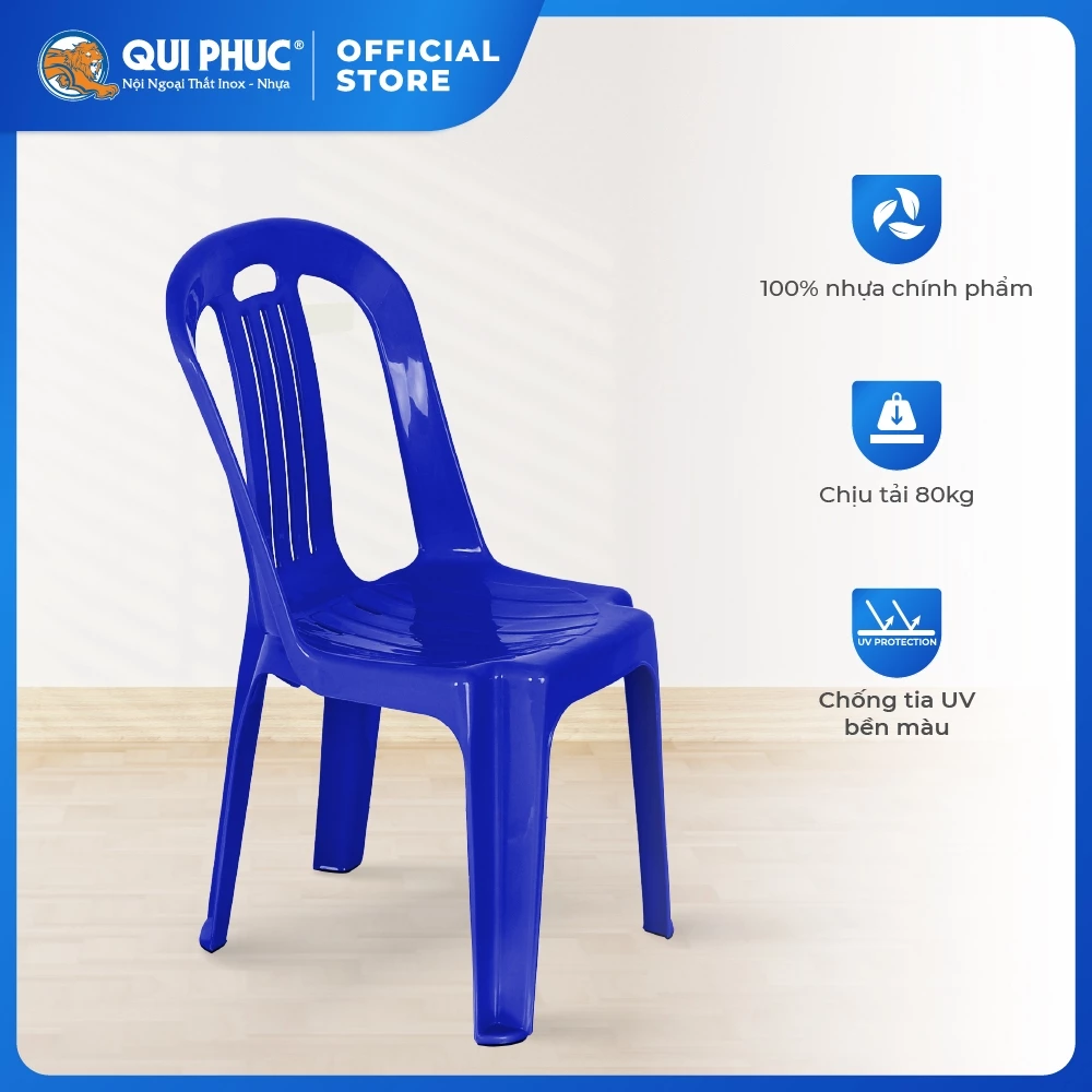 Ghế nhựa tựa lưng QUI PHÚC, size nhỏ, combo 6,10 cái, lưng sọc, ghế ngồi chắc chắn, phù hợp gia đình, quán ăn