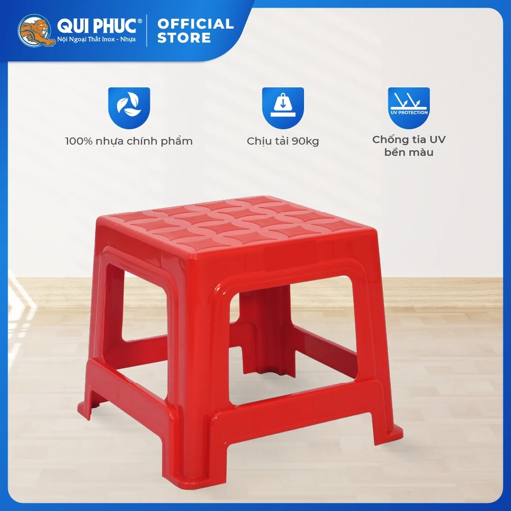 Ghế nhựa lùn Super QUI PHÚC, combo 10 ghế, chân chống trượt, chắc chắn, chống kẹt, dùng cho trường học