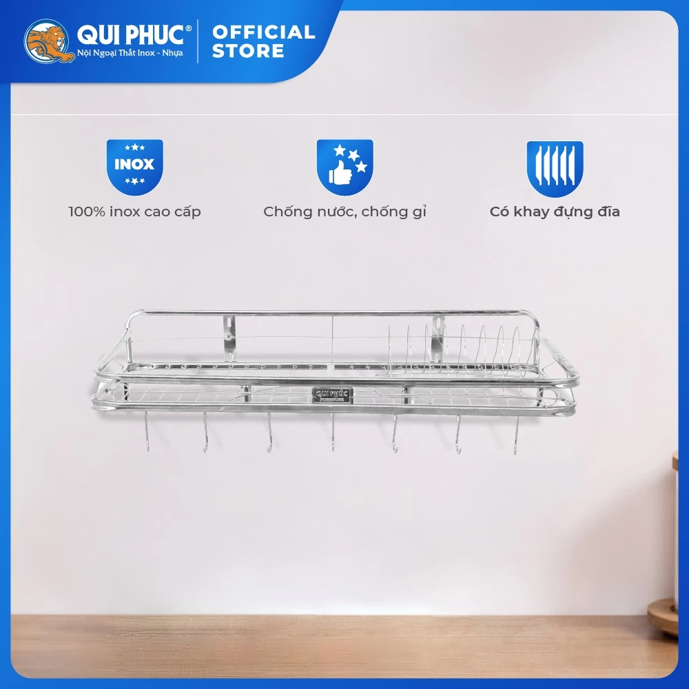 Kệ chén đĩa Win QUI PHÚC, dạng treo, inox cao cấp, sáng bóng, chắc chắn, bền đẹp, tiết kiệm diện tích