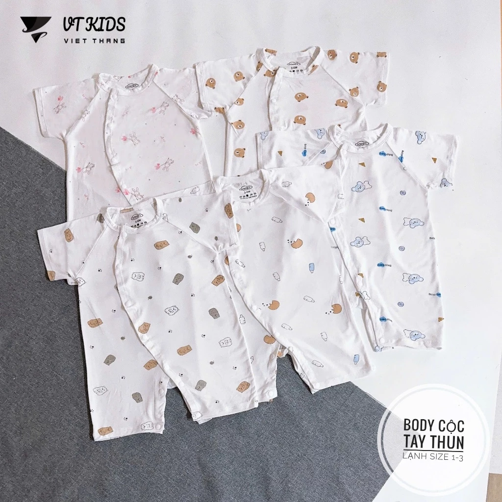[Body đùi trắng] Combo 3/5 Body cộc tay, chất thun lạnh petit cao cấp cho bé sơ sinh 0-9 tháng