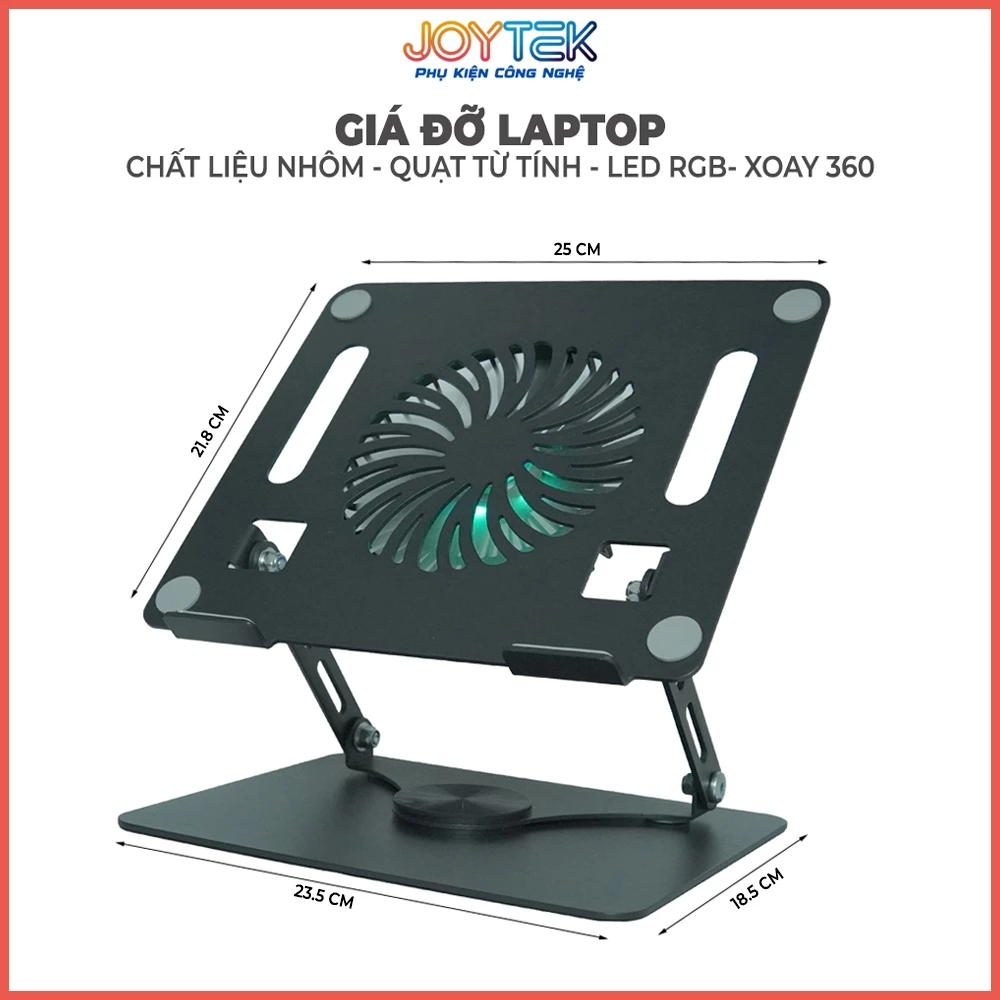 Giá Đỡ Laptop YL910 Hợp Kim Nhôm Xoay 360 Độ, Có Quạt Tản Nhiệt LED RGB, Kệ Đỡ Macbook, Máy Tính Bảng Gấp Gọn Đa Năng