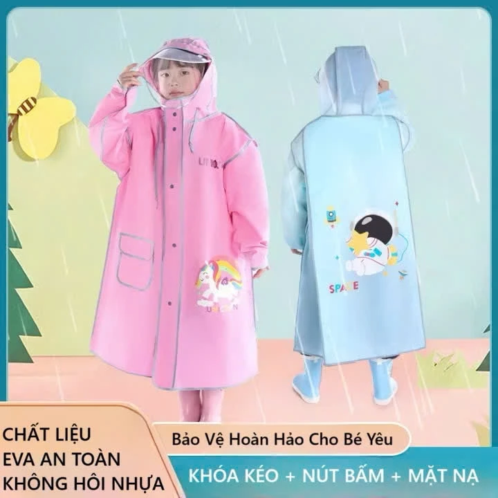 Áo Mưa Học Sinh Đi Học Nhiều Hình Hoạt Hình Ngộ Nghĩnh( Trùm Được Cả Cặp Sách) Cho Bé Gái,Bé Trai - áo mưa trẻ em Kute