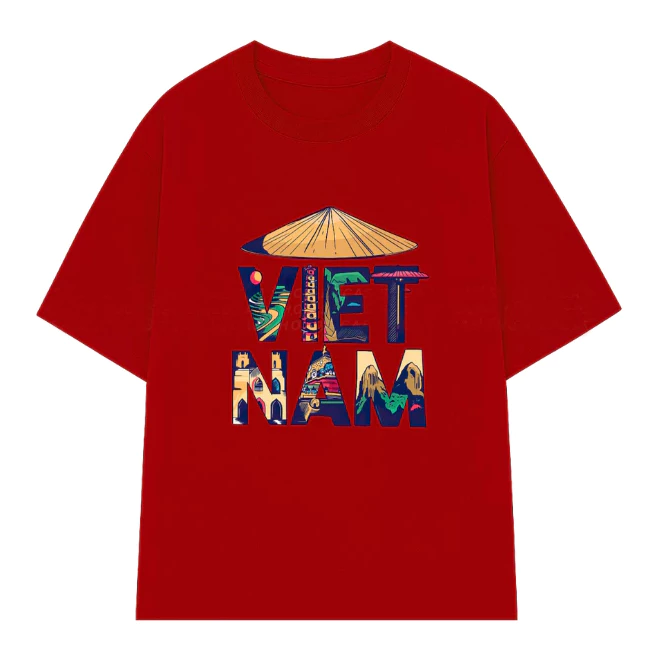 Áo thun nam nữ Việt Nam kiểu Unisex cách điệu chiếc nón lá, chất cotton 100% mát, 5 màu lựa chọn