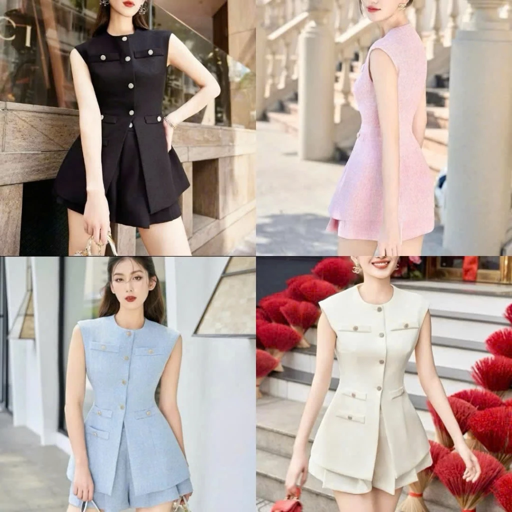 SET BỘ GILE SÁT NÁCH QUẦN NGẮN ĐÍNH DỄ THƯƠNG DÀNH CHO CÁC BẠN NỮ THANH LỊCH, SANG TRỌNG