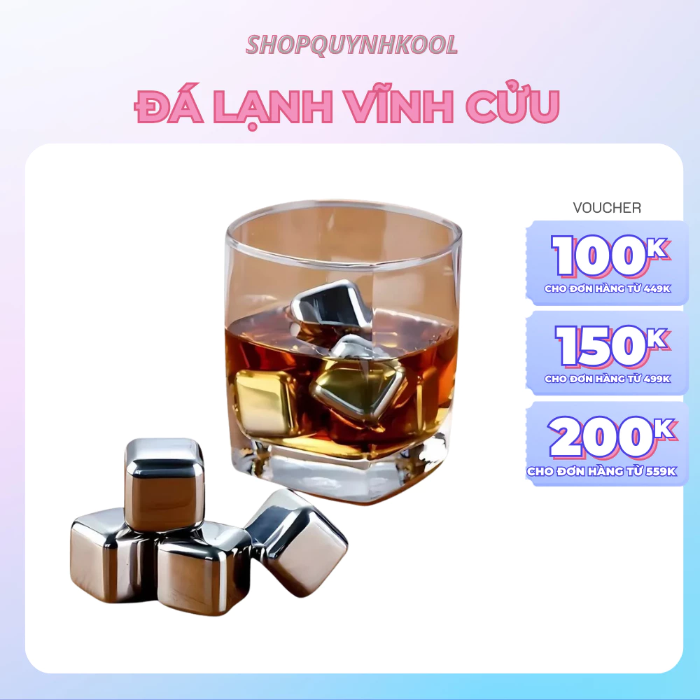 Đá Lạnh Vĩnh Cửu Không Tan DIDOOGLT Set 8 Viên Chất Liệu Inox 304 Cao Cấp, An Toàn Tiện Lợi