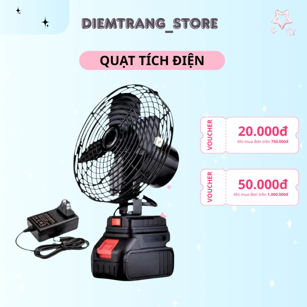 Quạt Tích Điện Lồng Sắt 20 Cell Để Bàn Động Cơ Khoẻ, Quạt Tích Điện Xoay 360 Độ Dùng Liên Tục 18H