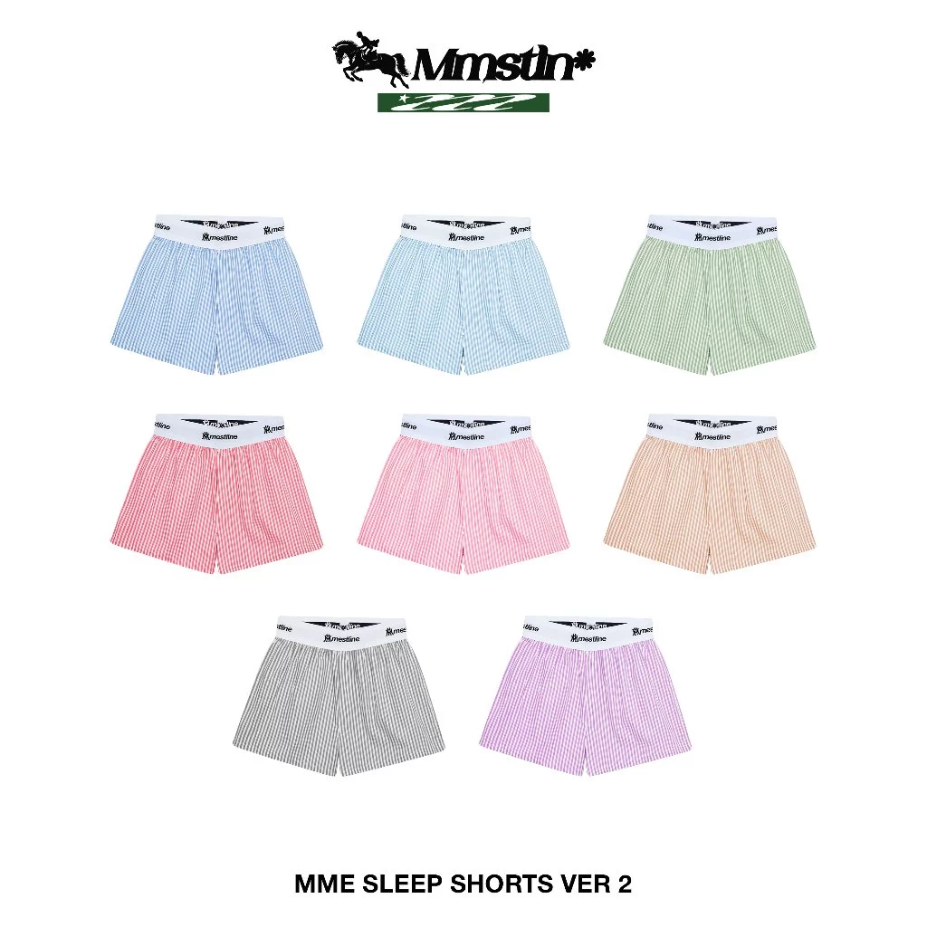 Quần ngủ MMESTLINE "SLEEP SHORT" ver 2 form trên gối chất liệu kate sọc thoáng mát lưng thun