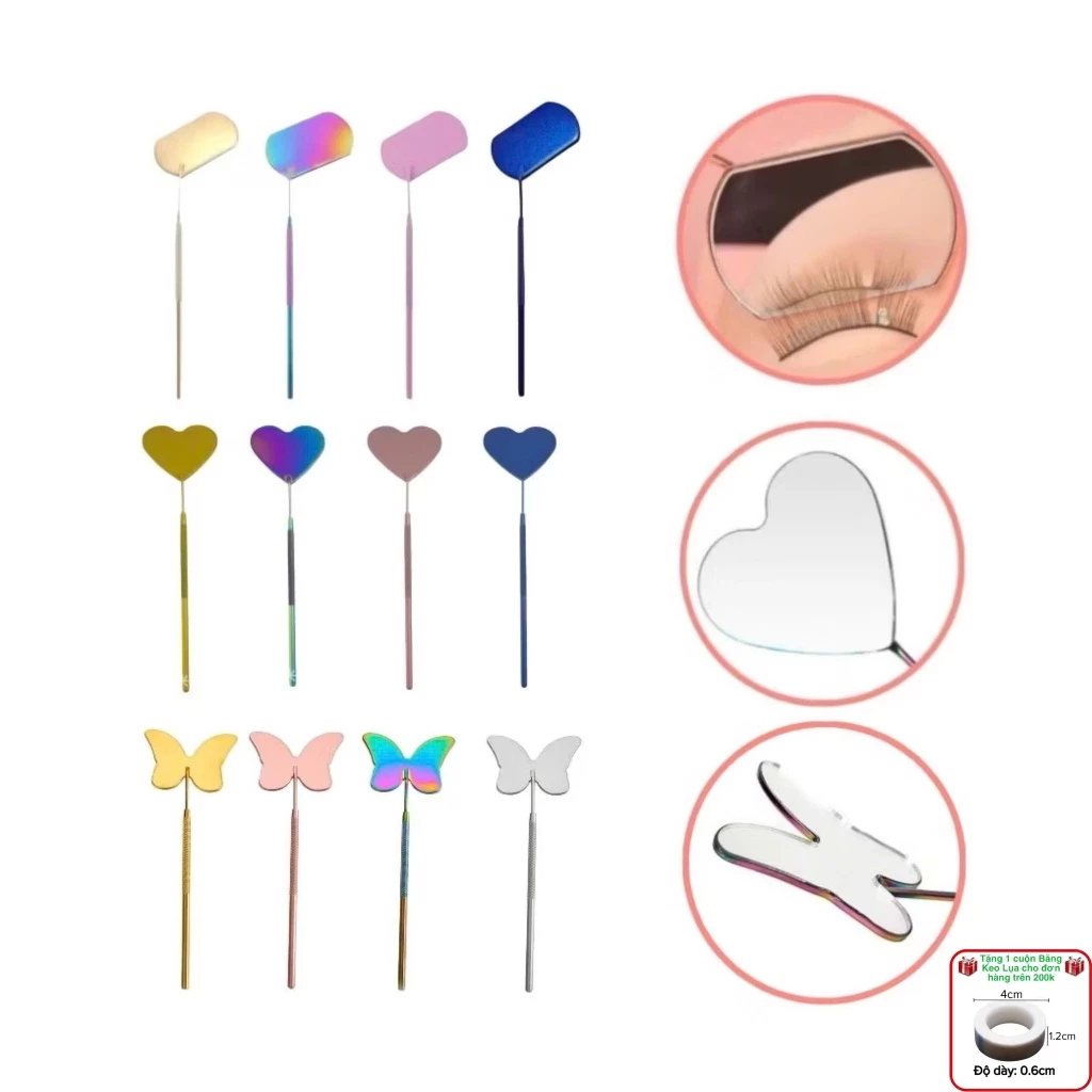 Gương chữ nhật có tay cầm dài để soi mi nối (dụng cụ nối mi)