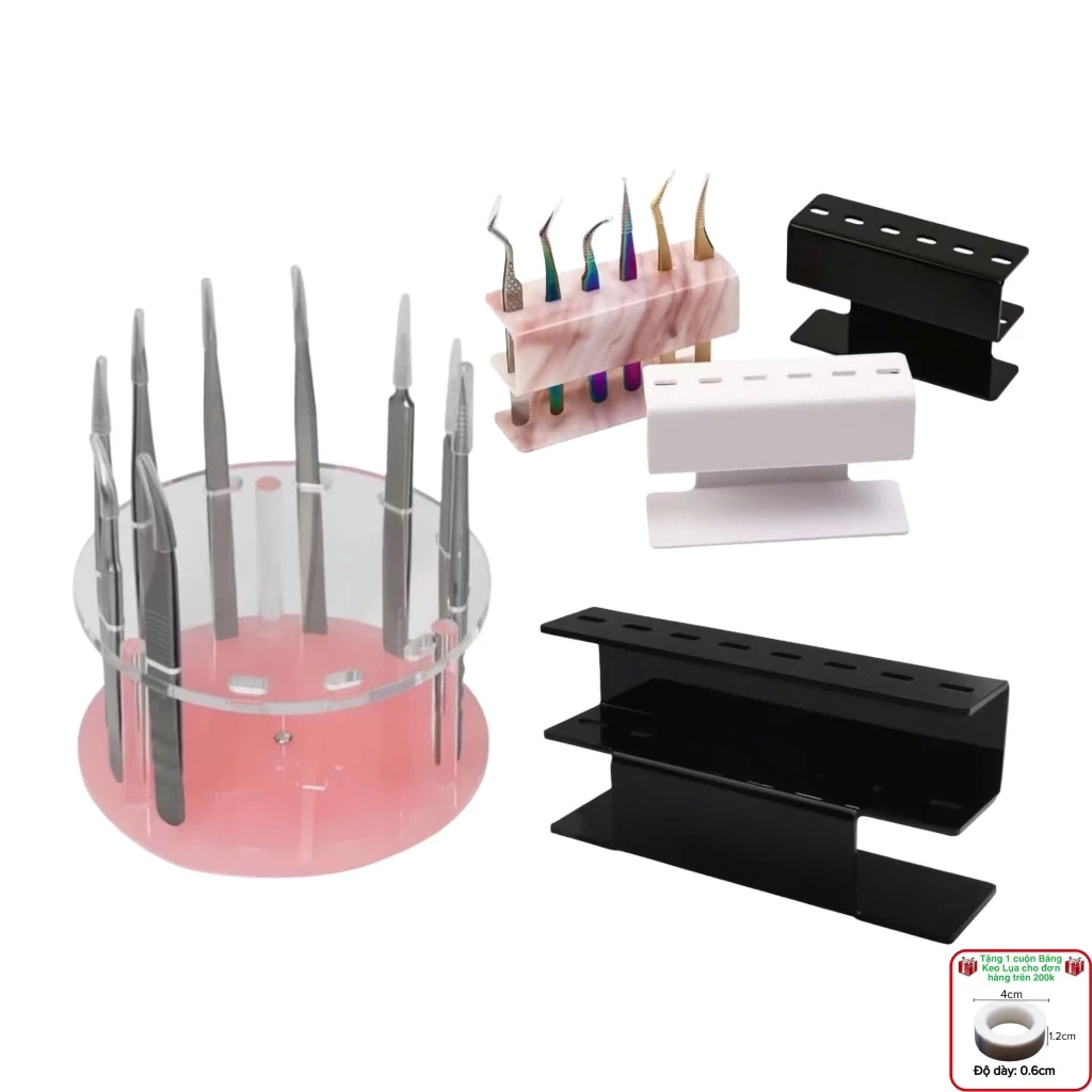 Kệ để nhíp, giá đựng nhíp nối mi 6 lỗ và 8 lỗ (dụng cụ nối mi)