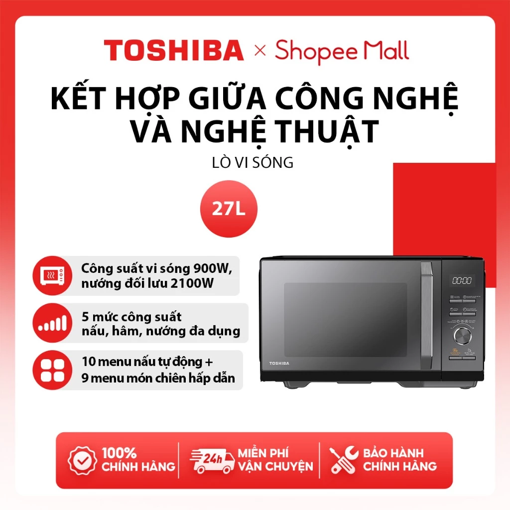 Lò vi sóng Toshiba MW3-AC27PE(BM)VN 27 lít - Bảo hành 12 tháng chính hãng [HỎA TỐC HCM]