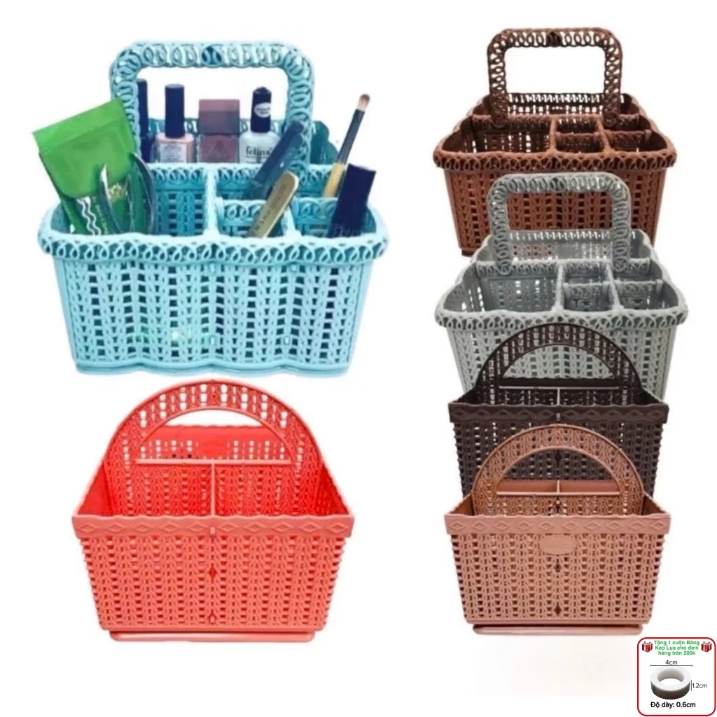 Rổ/giỏ để dụng cụ nối mi, đựng đồ nail, phun xăm 3 ngăn và 6 ngăn tiện lợi (dụng cụ nối mi)