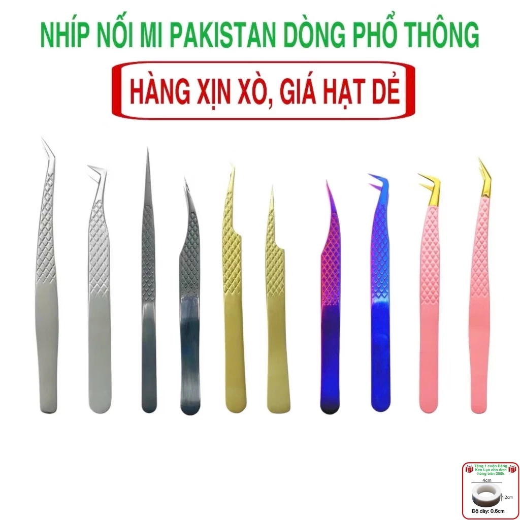 Nhíp nối mi Pakistan dòng phổ thông (hàng xịn xò, giá hạt dẻ) loại caro có phủ nhám Nano (dụng cụ nối mi)