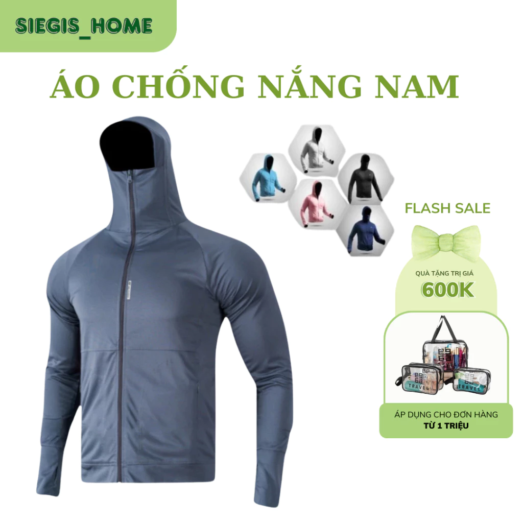 Áo chống nắng nam 2 lớp chống tia uv khóa kéo cô cao