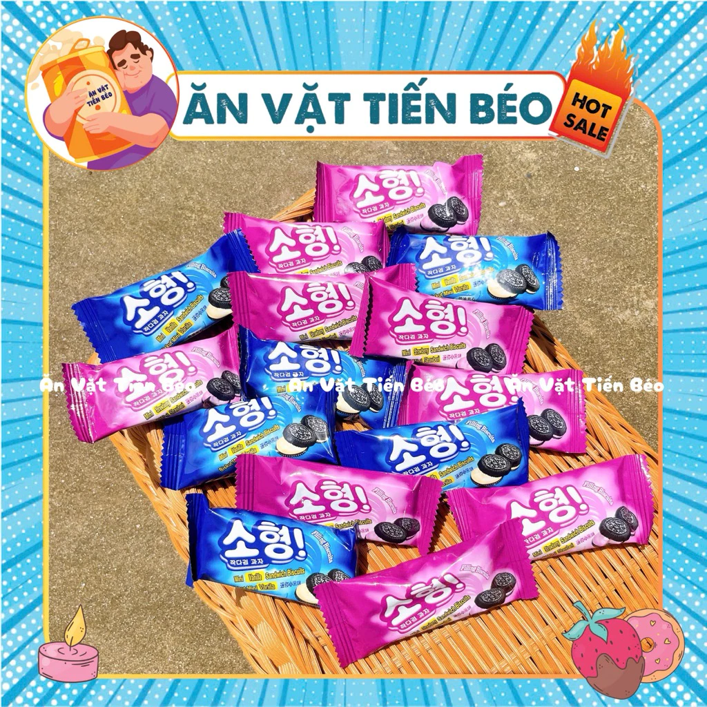 [10 CHIẾC] Bánh quy đen mini Woody BISCUIT vị Vani, Việt Quất, Lemon thơm ngon, Đồ ăn vặt