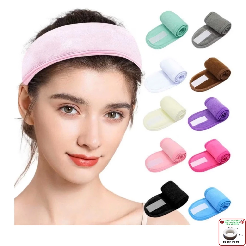 Băng đô quấn đầu sử dụng cho nối mi, spa, làm mặt, có miếng dán chắc chắn, hàng chất lượng (dụng cụ nối mi)