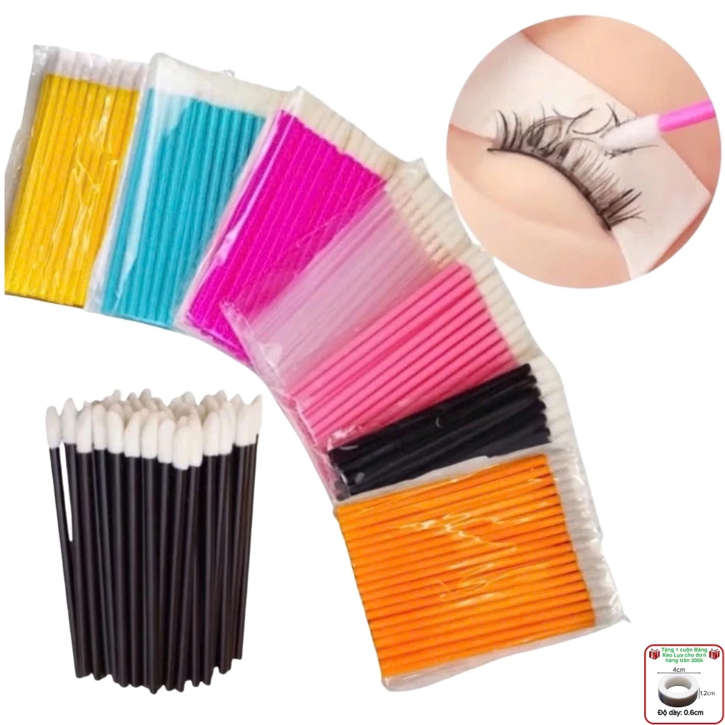 Tăm tháo mi loại đầu to, bịch 50 cây (dụng cụ nối mi)
