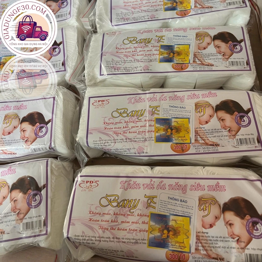 Combo 10 Gói Khăn khô đa năng Baby Hiền Trang không mùi hoàn toàn khô thấm hút