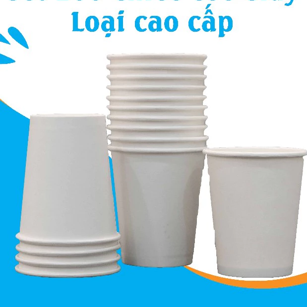 Set 50/100 chiếc cốc nhựa, giấy dùng một lần loại cao cấp, nhận in logo thương hiệu theo yêu cầu