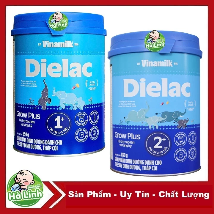 Sữa Vinamilk Dielac Grow plus Đủ Số 1+, 2+ 850g (Date 2028).