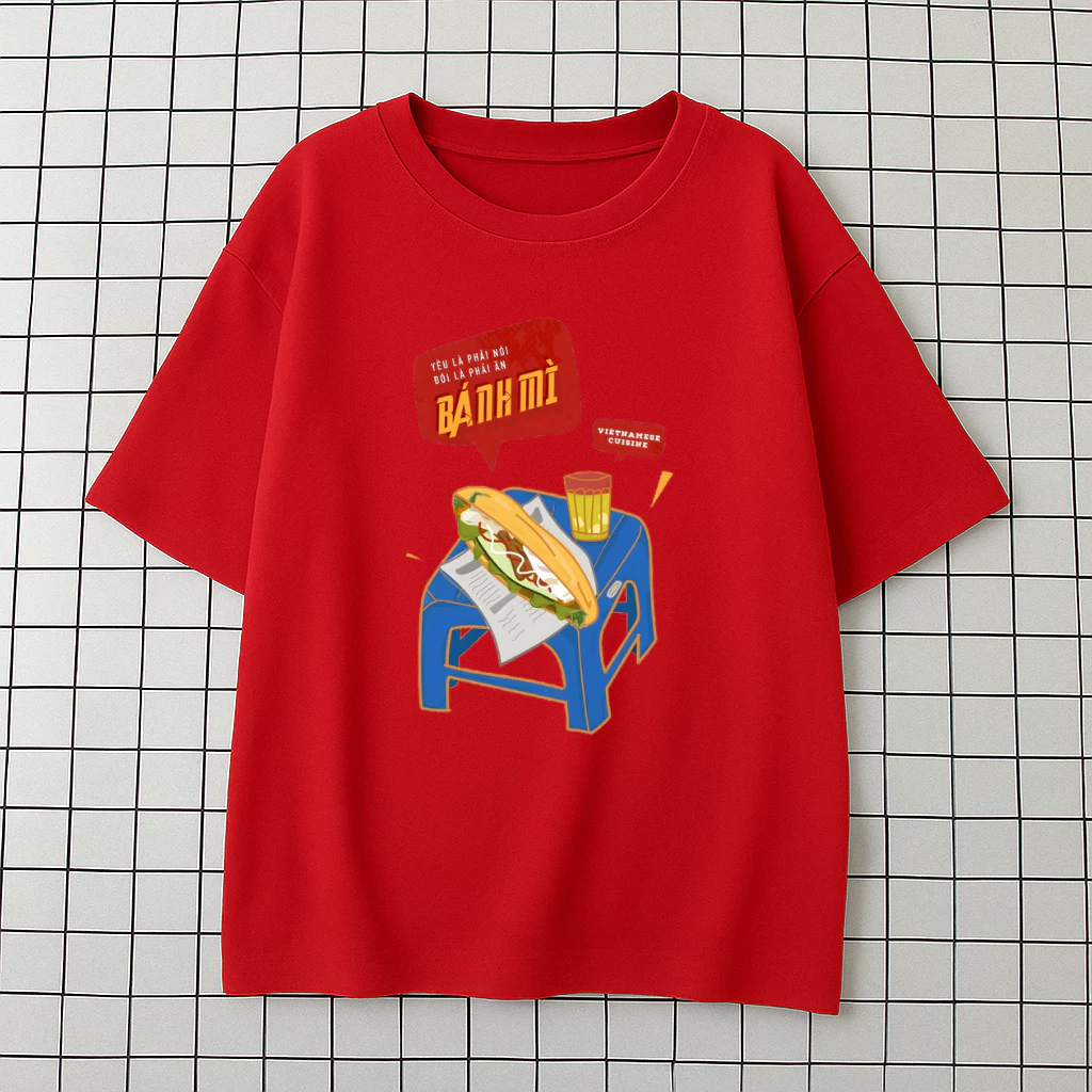 [ATVN] Áo thun in hình bánh mì Việt Nam kèm câu status hài hước - form Unisex Nam Nữ dễ mặc