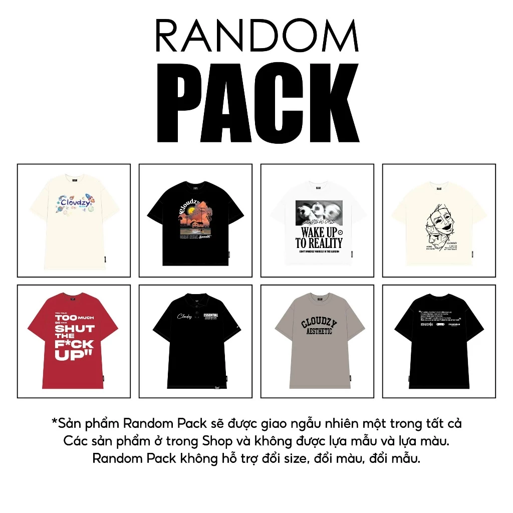 Túi mù áo ngẫu nhiên áo thun hoodie nam nữ random pack bí ẩn (được chọn size)