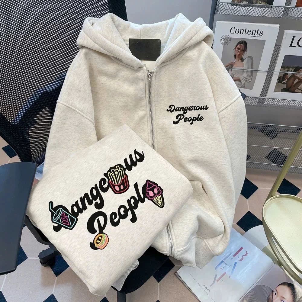 Áo Khoác Nỉ Hoodie Zip Khóa Kéo DANGEROUR Có Túi Trong Mũ To 2 Lớp Chất Nỉ Bông Form Rộng Nam Nữ