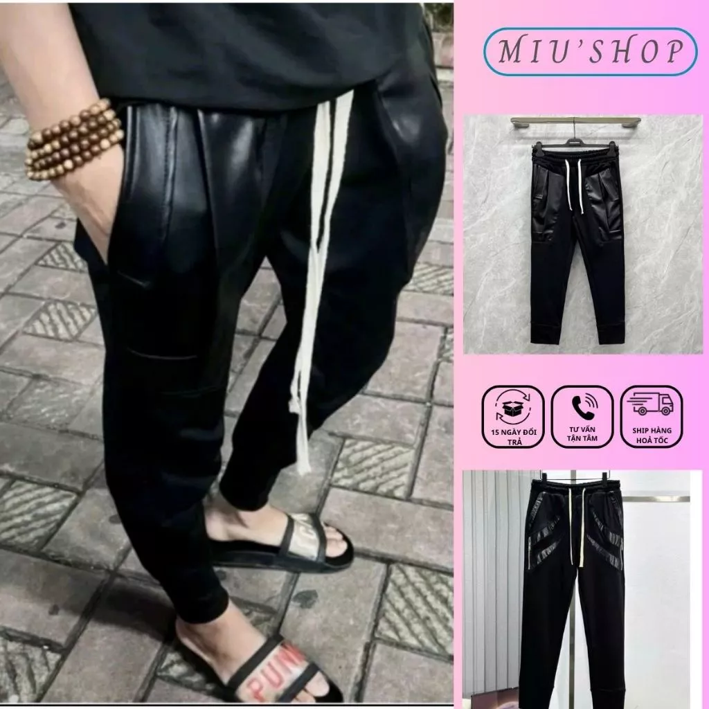Quần Jorgger Nam Phối Túi Da Siêu Đẹp - Quần Jorgger Thể Thao Nam Chất Nỉ Chân Cua Cao Cấp Siêu Hot-MIUMIU