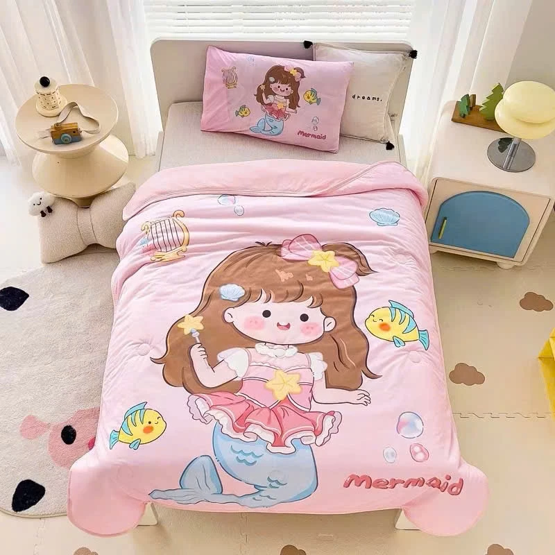 Chăn Cho Bé Đi Học Kích Thước 120x150cm , Chăn Hè Thun Lạnh Trẻ Em In Hình 5D Mềm Mịn - Thiên Hương
