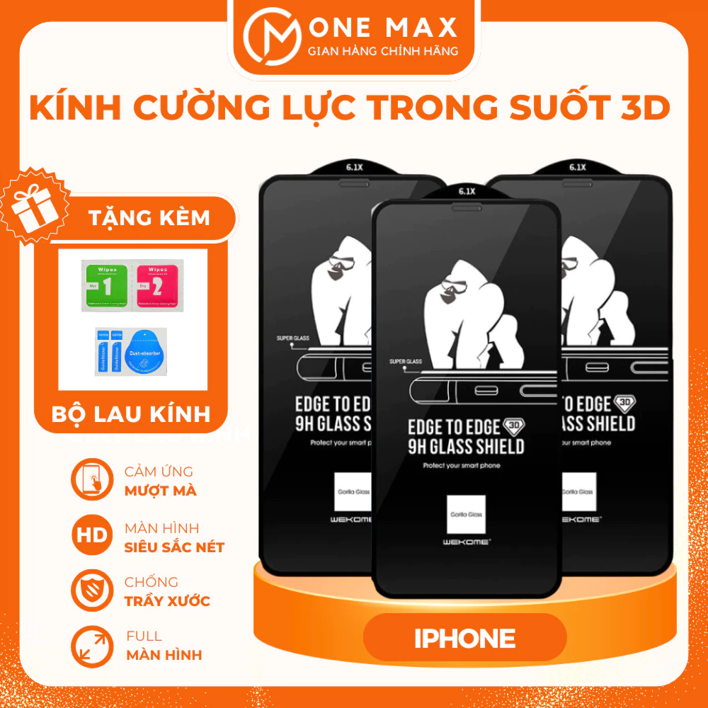 kính cường lực iphone 3D full màn hình trong suốt chống bám vân tay màn phủ nano độ cứng 9H cao cấp