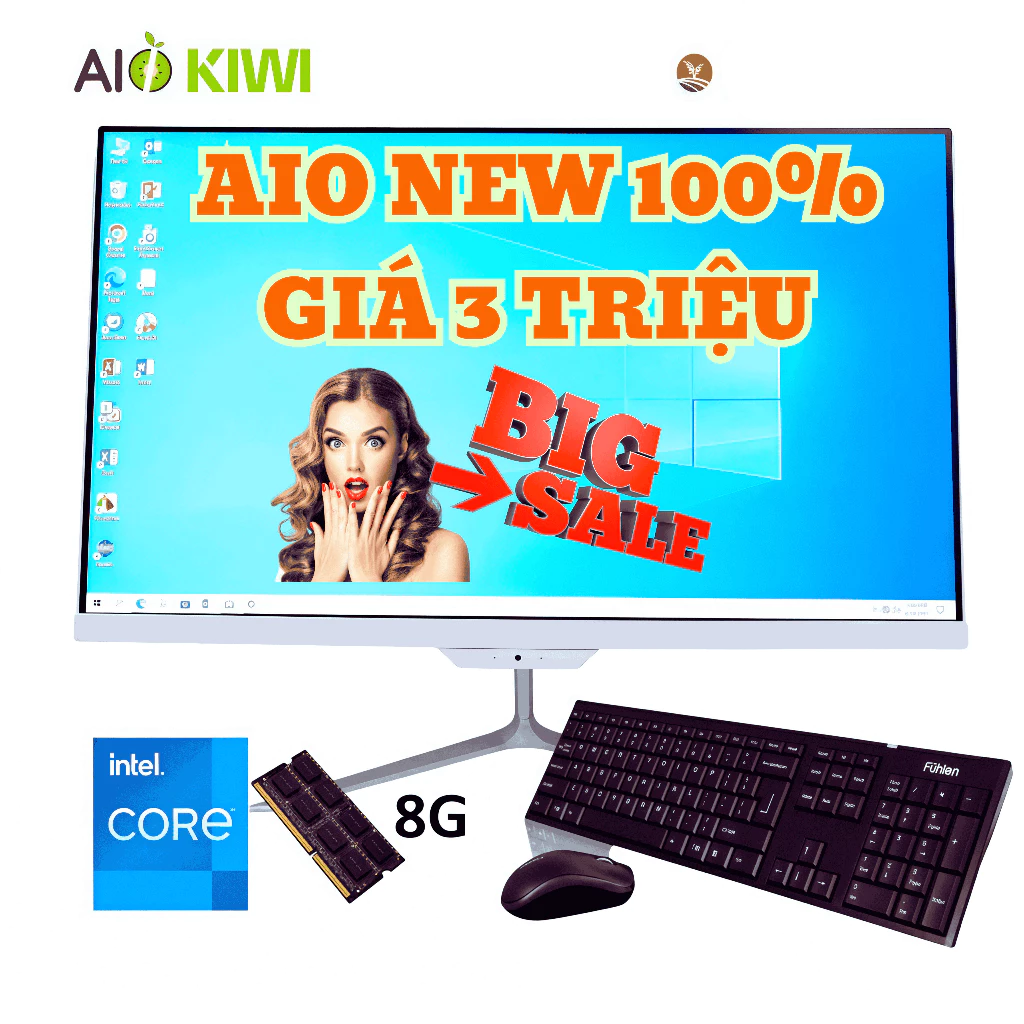 Máy tính All in One 22" giá rẻ 3 triệu | hỗ trợ CPU i5 |  Gọn Nhẹ – Bảo Hành 12 Tháng