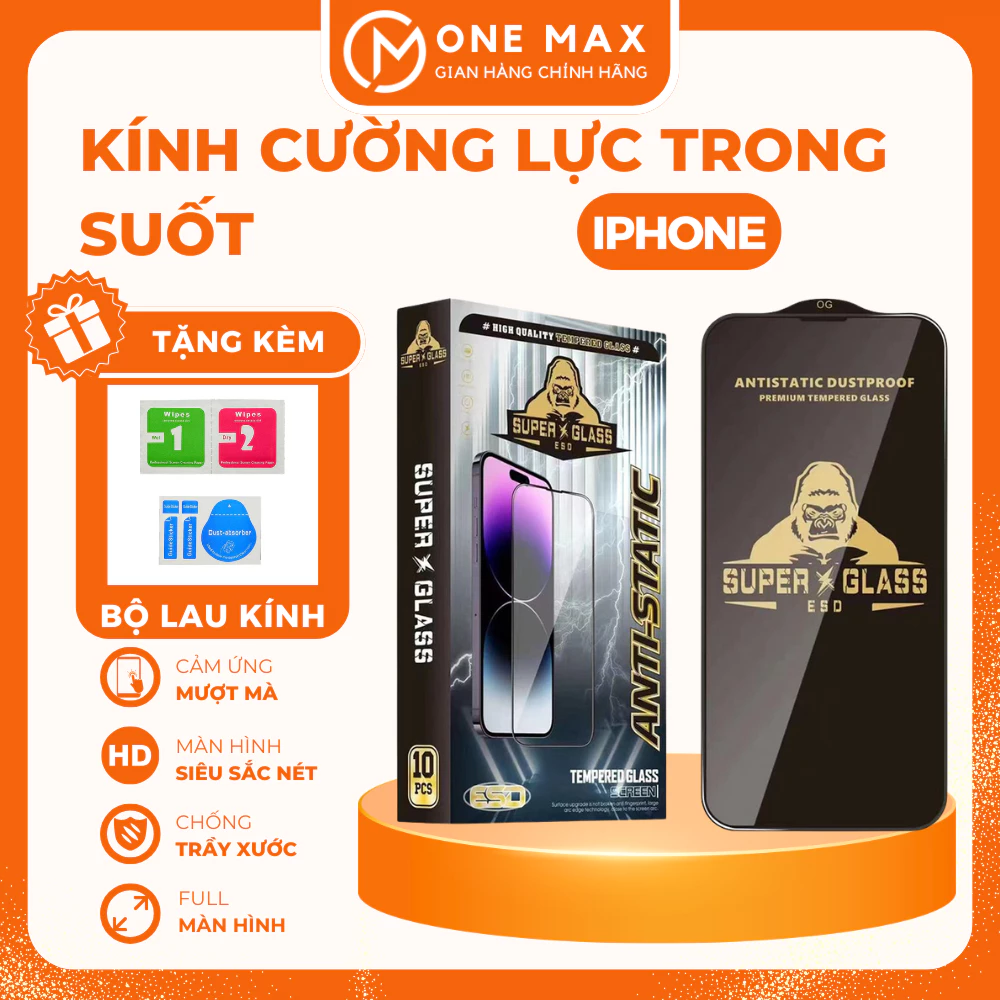 Kính cường lực IPHONE SUPER GLASS full màn hình cho iphone 16/15/14/13/12/11/xr/xs/x/8/7/6/plus/pro/max