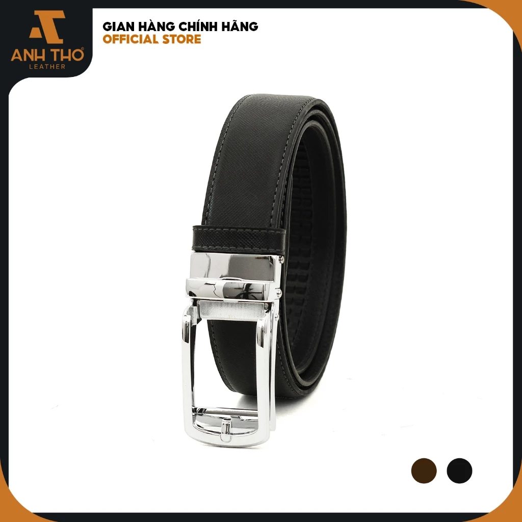 Bản 3.2cm, Thắt lưng bản nhỏ MSAT35-06, da Saffiano bền bỉ, đầu khoá hợp kim không rỉ, bảo hành 03 năm, Anh Tho Leather