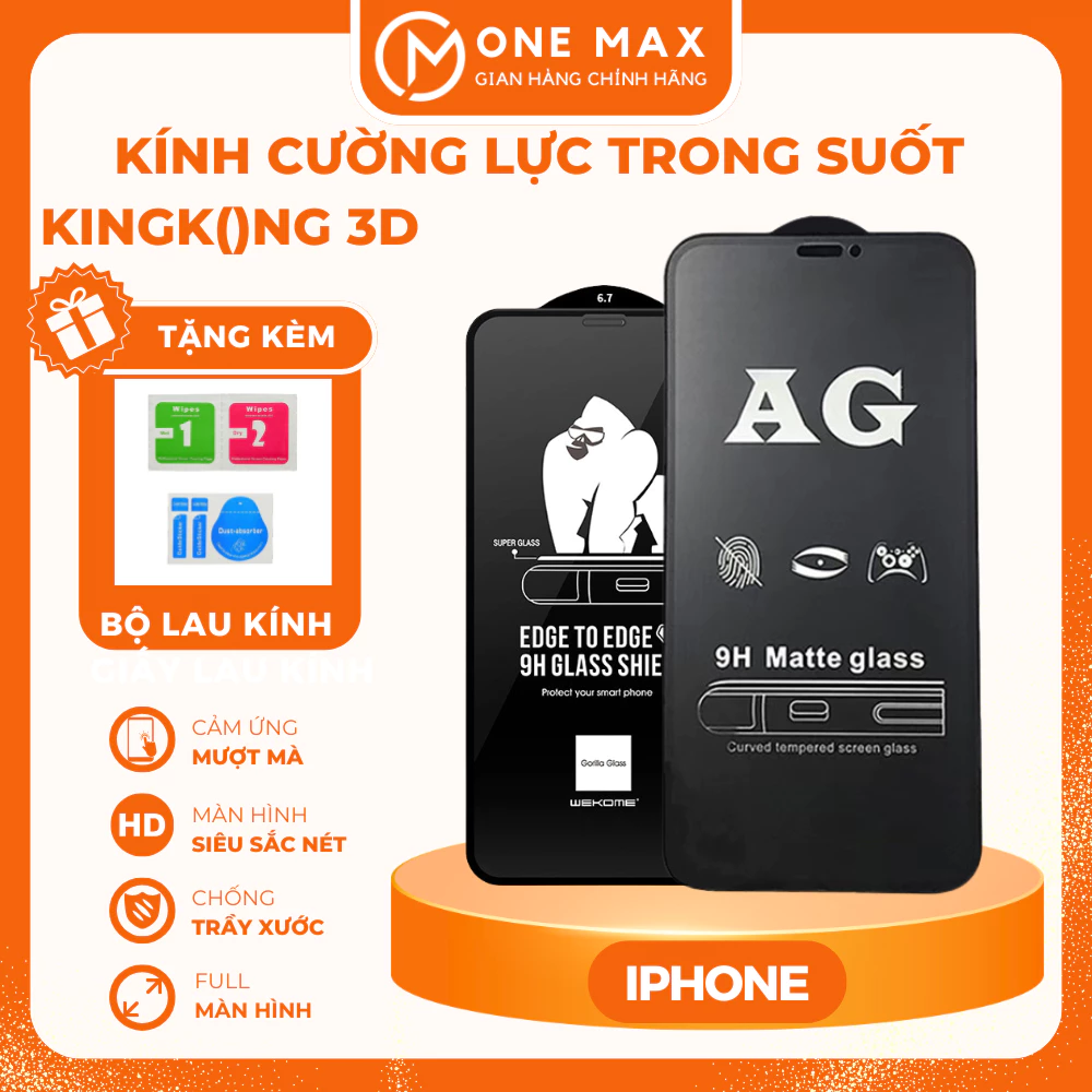 Kính cường lực IPHONE trong suốt KK 3TT full màn hình cho IP 6/7/8/plus/x/xs/xr/11/12/13/14/15/16/pro/max