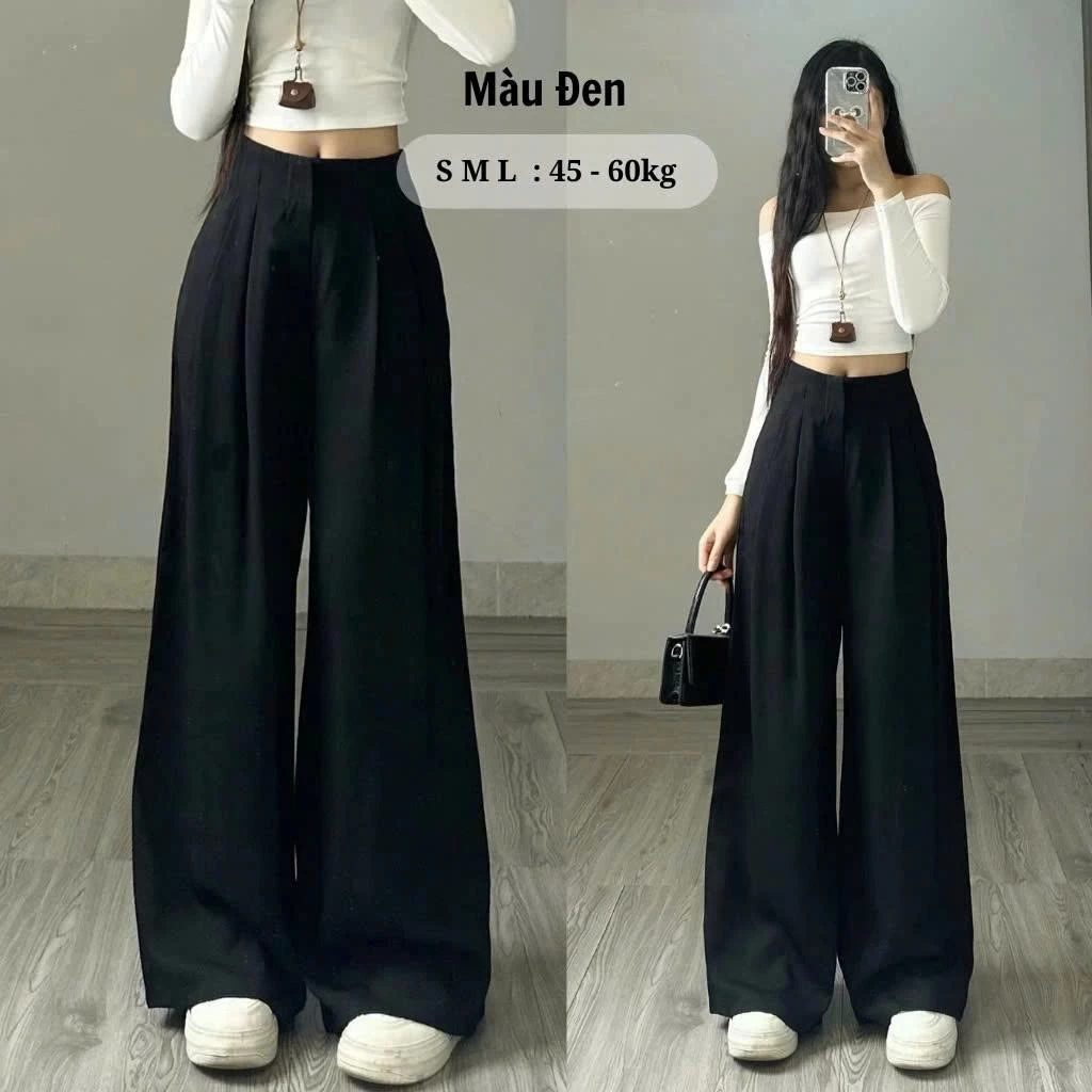 Quần Tây Ống Rộng Retrostyle Cạp Cao Chất Gold  Back To School Quần Đi Học Đi Làm