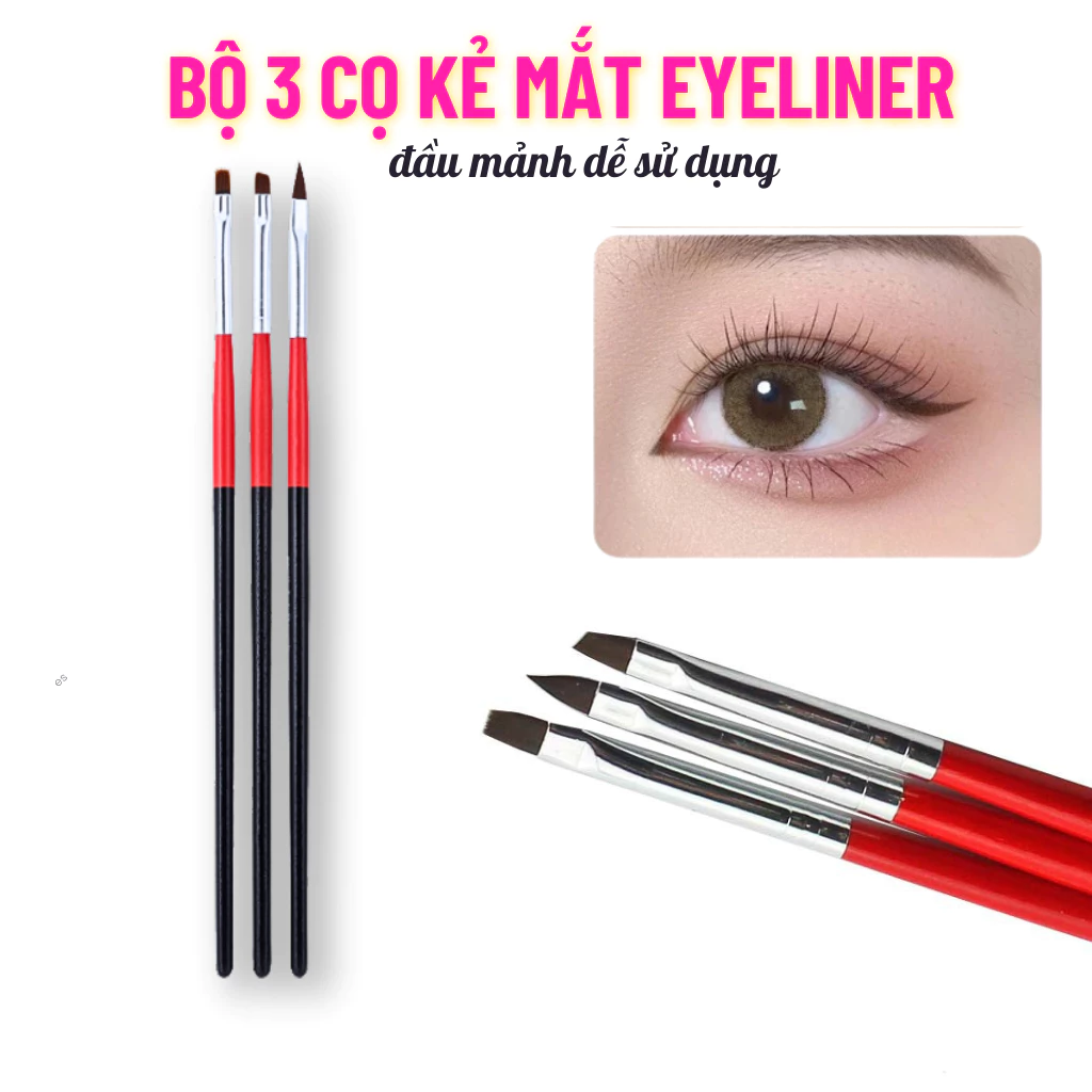Bộ 3 cọ kẻ mắt kẻ eyeliner đầu đỏ