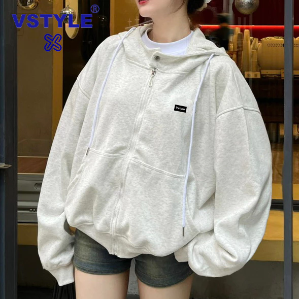 Áo Hoodie Zip Nỉ Bông Logo Vstyle Unisex Nam Nữ