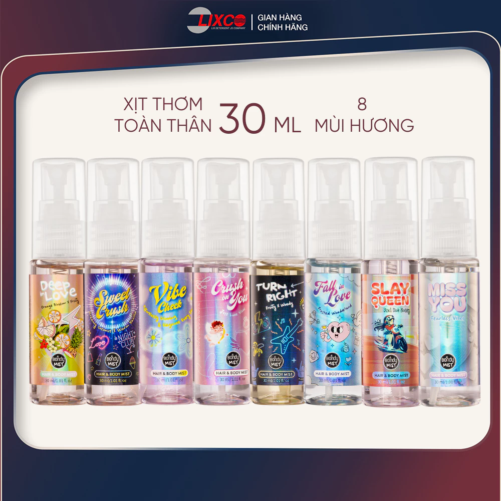 Xịt thơm toàn thân Bondy Hair & Body Mist 30ml Lixco Việt Nam